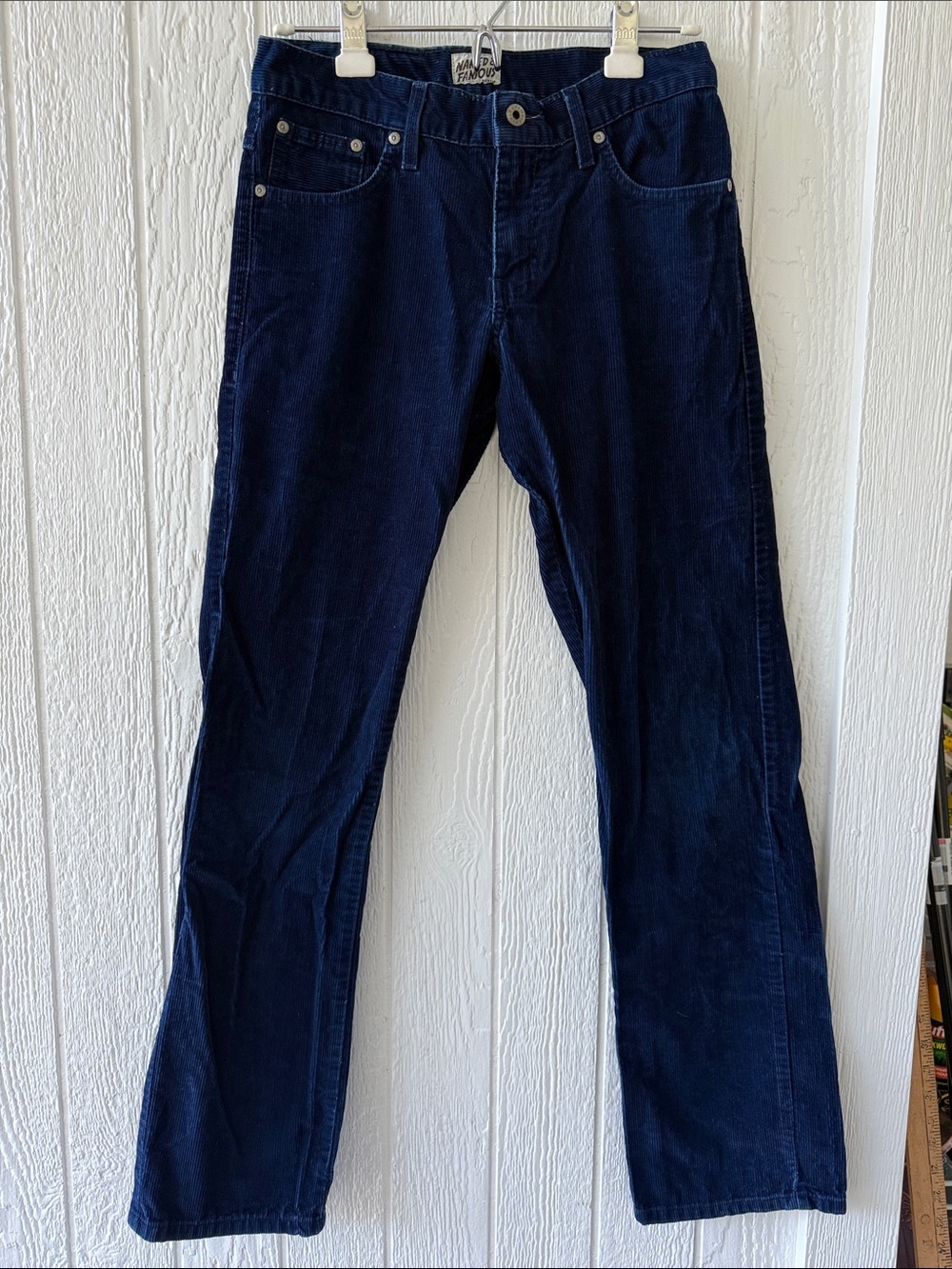 Naked and Famous Mens SlimGuy Indigo Blue Corduroy Denim Jeans sz 30 W 32 L